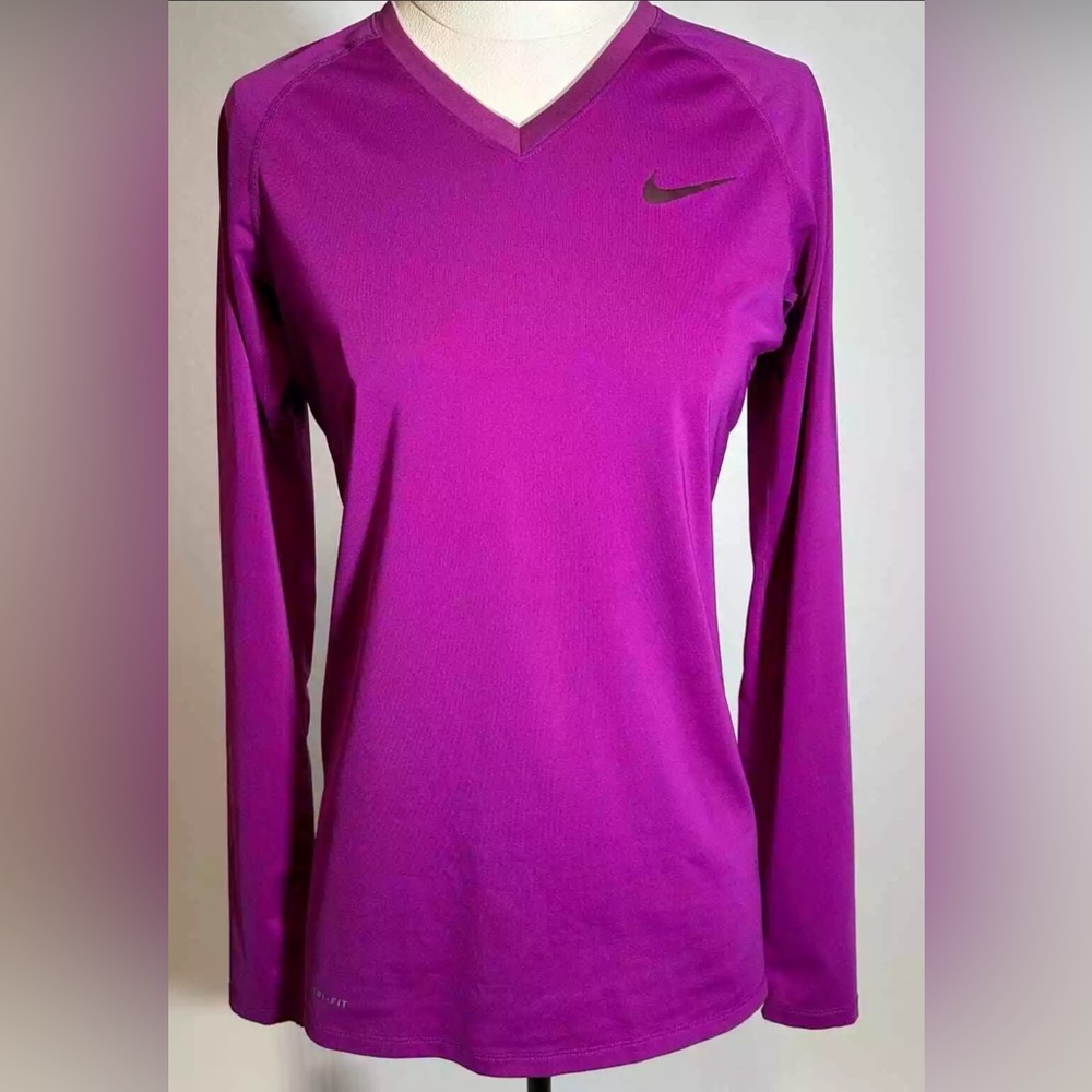 Nike Pro Combat Fuchsia Dri-Fit Fitted LS Training Shirt Womens
